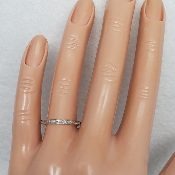 Delicate 14k Yellow Gold & Diamonds Band - Picture 8 of 8